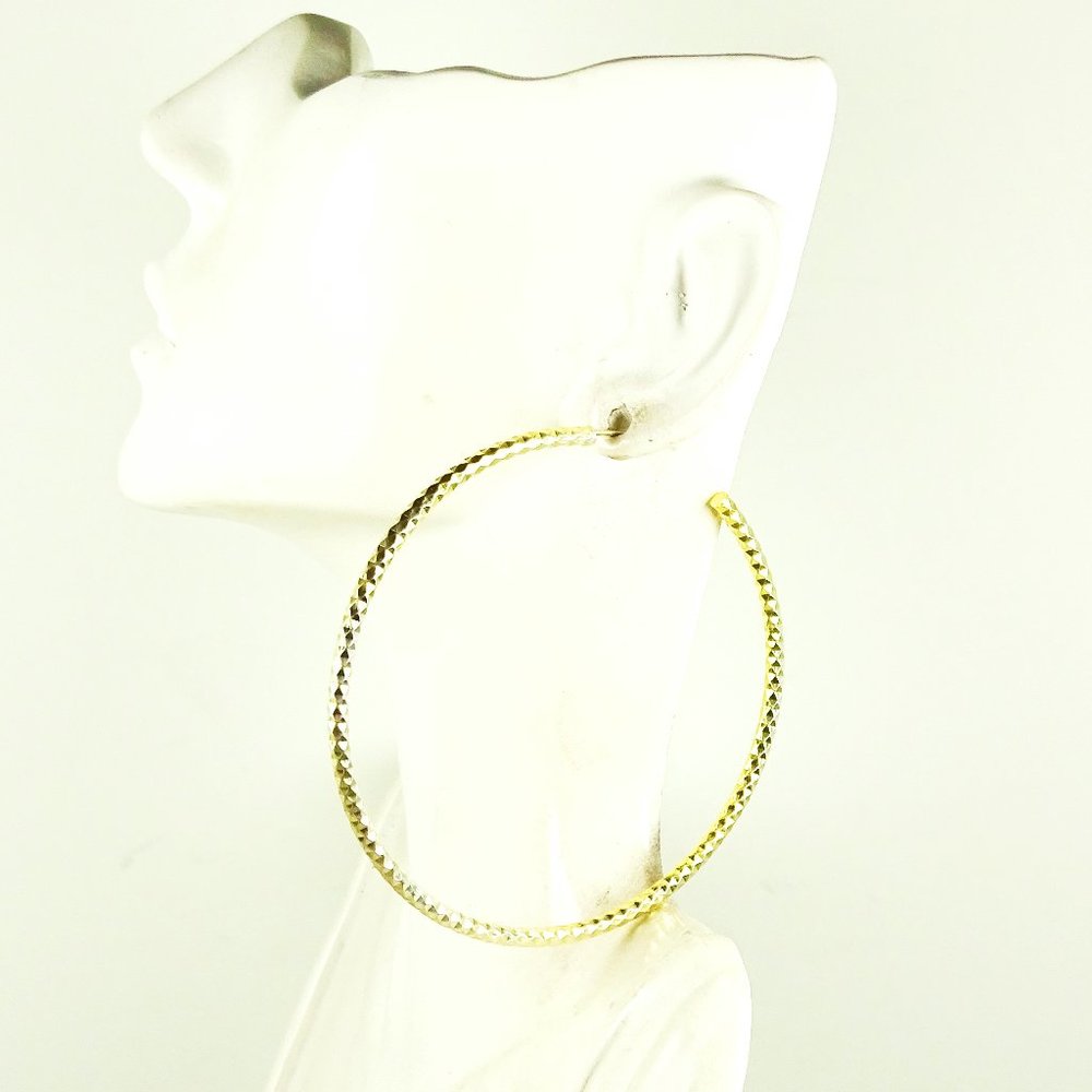 ARGENTO VIVO Sterling Silver 18K Gold Plated Corrugated Big Hoop Earrings